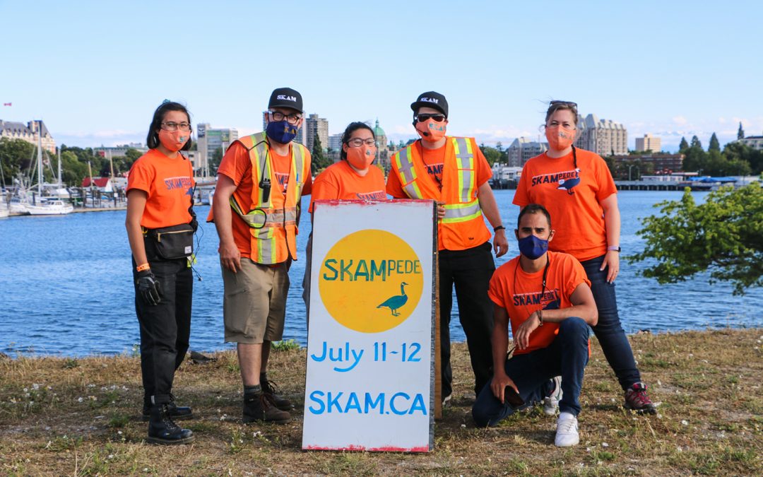 Theatre SKAM staff at the Inner Harbour